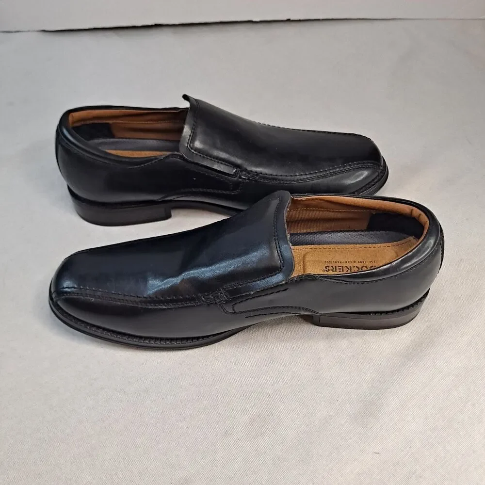 Dockers Greer Loafers Men’s Sz 10.5 Wide Black Faux Leather Comfort Dress Shoes